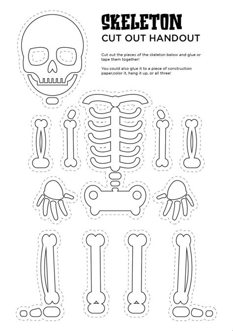 Halloween Skeleton Cut Out Handout Printable | Halloween skeletons, Skeleton parts, Skeleton craft