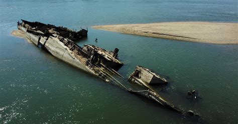 Dozens of sunken WWII German ships resurface along Danube River as water levels hit record low ...