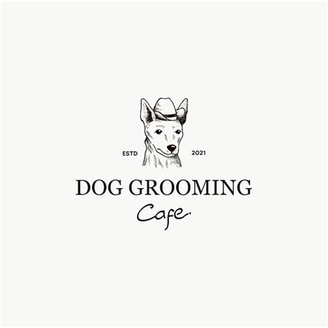 Premium Vector | Handdrawn dog wearing fedora logo vector