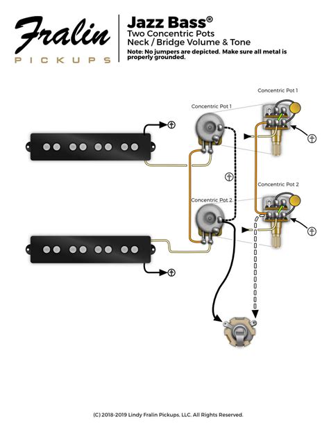 Jazz Bass Wiring Diagram - Concentric Pots - Fralin Pickups