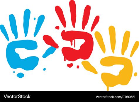 Kid playful hand prints Royalty Free Vector Image