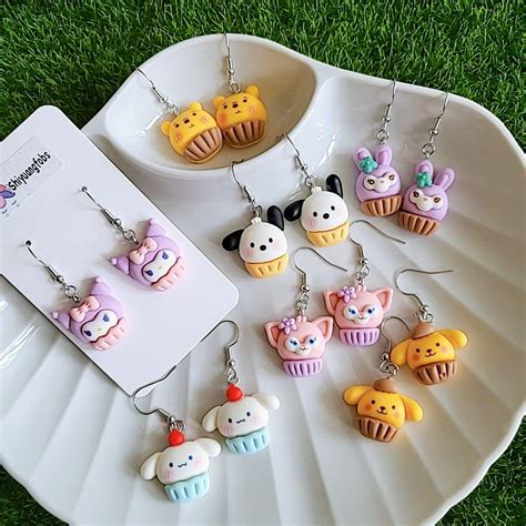 Cupcake Sanrio Stellalou Linabell self assembled earrings Cinnamoroll Pompompurin kuromi ...