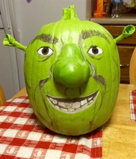 Shrek pumpkin I painted for my mother-in-law. Halloween 2015. #shrek #pumpkin #decorating #ideas ...