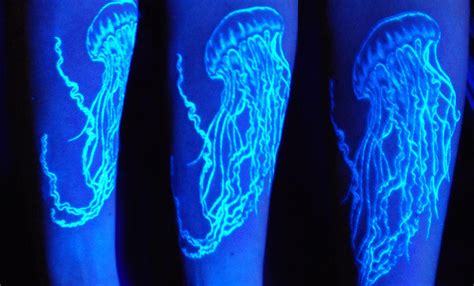 Blacklight Tattoos: UV Glowing Jellyfish Tattoo