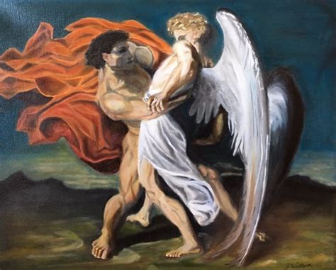 Jacob wrestling with angel - Oil on Canvas | Fine art acrylic, Oil on canvas, Painting