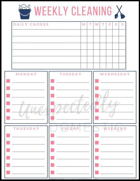 Easy Weekly Cleaning Schedule for Busy People (+ free printable!) | Cleaning schedule templates ...