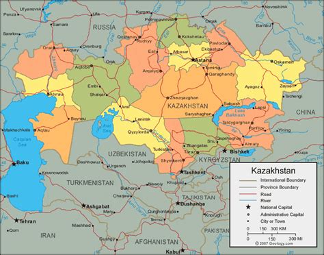 Kazakhstan Map and Satellite Image