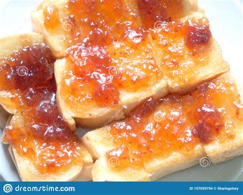 Bread with jam stock photo. Image of food, baking, toast - 157059794