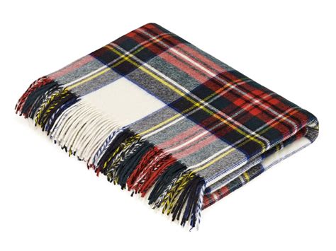 Tartan Plaid- Merino Lambswool Throw Blanket-Dress Stewart Tartan- Mad