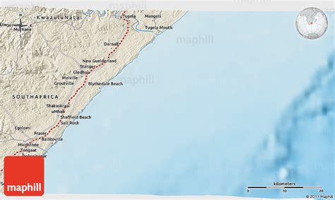 Shaded Relief 3D Map of Umvoti Mouth