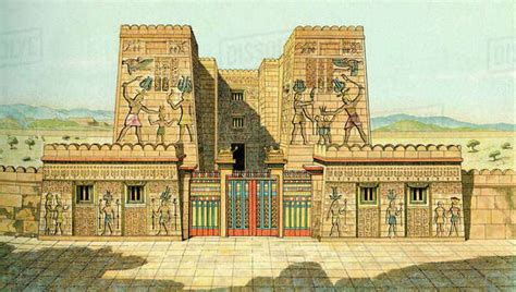 Imaginary reconstruction of an Egyptian palace in Pharaonic times. From Enciclopedia Ilustrada ...