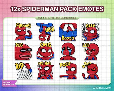 12x Spiderman Twitch Emotes Pack Kawaii Emotes Cute Emotes Twitch ...