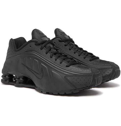 Lyst - Nike Shox R4 Mesh-trimmed Faux Leather Sneakers in Black for Men