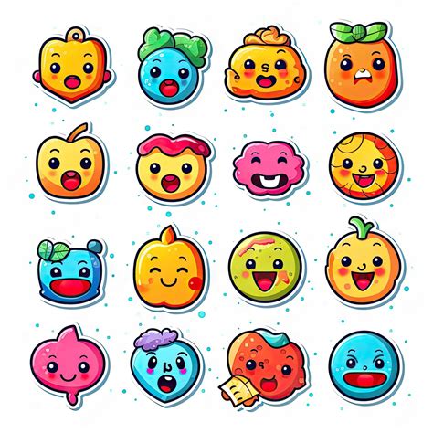 Cute emoji stickers over white background | Premium AI-generated image