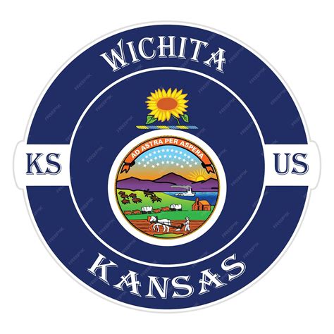 Premium Vector | Wichita kansas flag usa travel souvenir seal stamp badge sticker logo vector ...