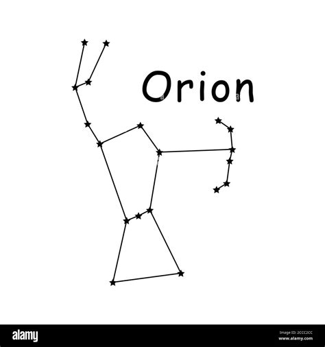 Orion Constellation Stars Vector Icon Pictogram with Description Text. Artwork Depicting the ...