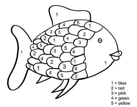 Rainbow Fish Color by Number Coloring Page - Free Printable Coloring Pages