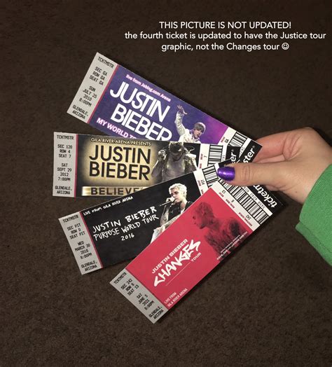 Justin Bieber Tour Bundle of 4 Souvenir Concert Tickets - Etsy