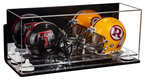 2 Mini Football Helmet Display Case (not Full Size) Clear Acrylic Plexiglass with Mirror, Wall ...