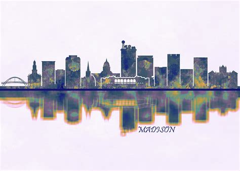 Madison Skyline Painting by NextWay Art - Fine Art America