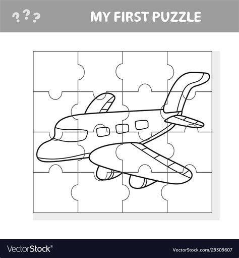 My first puzzle - plane worksheet children art Vector Image