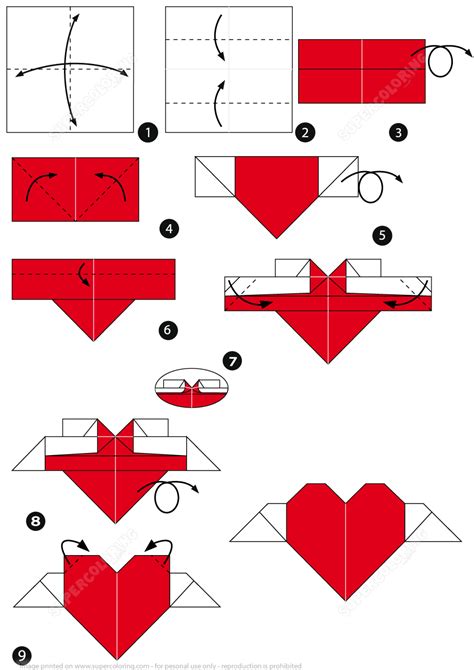 How to Make an Origami Heart with Wings | Free Printable Papercraft ...