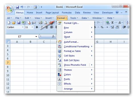 Where is Format Menu in Microsoft Excel 2007, 2010, 2013, 2016, 2019 and 365