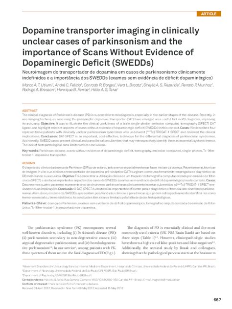 (PDF) Dopamine transporter imaging in clinically unclear cases of parkinsonism and the ...