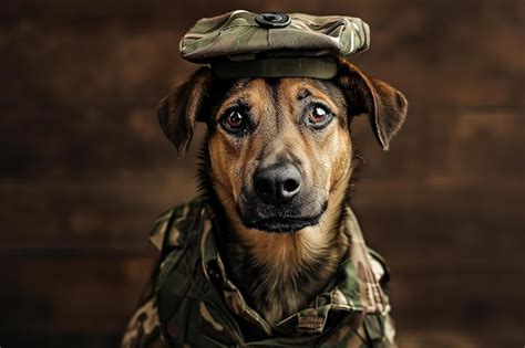 Premium Photo | Cute dog wearing army uniform