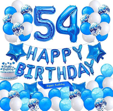 Blue 54th Birthday Decoration Happy Birthday Banner India | Ubuy