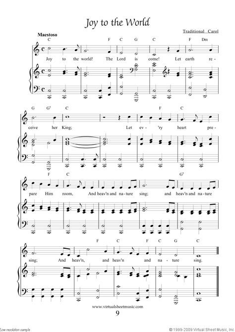 Free Joy to the World Sheet Music with Lyrics and Mp3 audio