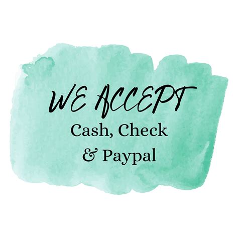 Payment Sign, We Accept Sign, Cash, Check, Paypal, Printable Sign, Payment Methods - Etsy