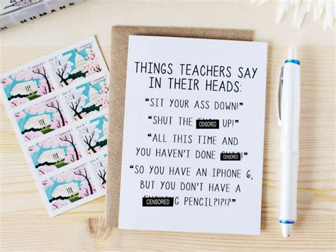 Funny Card for Teacher Funny Teacher Appreciation Card Educator Card Things Teachers Say in ...