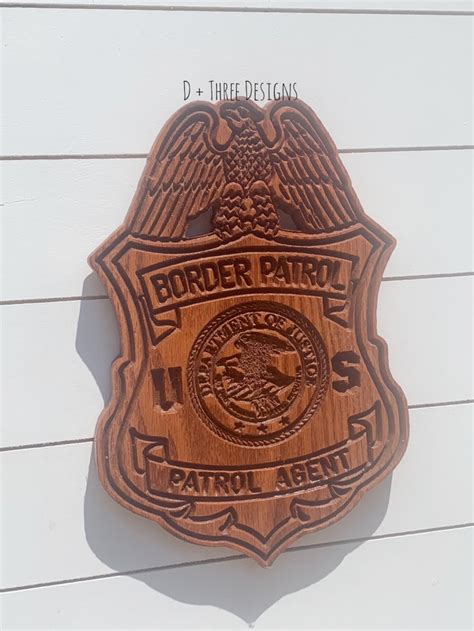 US Border Patrol Carved Wooden Badge // Border Patrol Agent // - Etsy