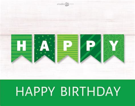 Green Happy Birthday Printable Banner. Green Bunting Flags. | Etsy ...