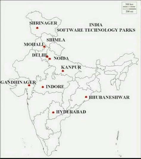 Software technology parks in map? - EduRev Class 10 Question