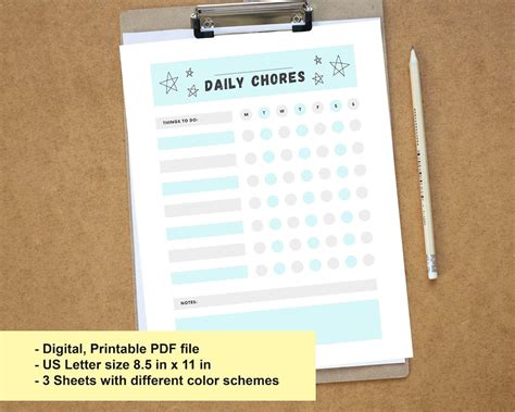 ADHD Chore Chart, Daily Checklist, Kids Routine Chart, Digital Pdf ...