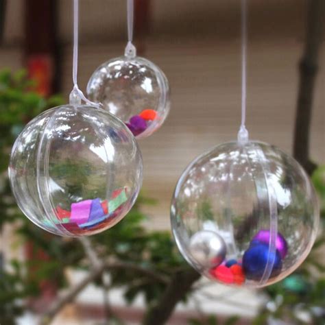 Clear Plastic Fillable Ball Ornaments Christmas Favor Candy Crafts ...