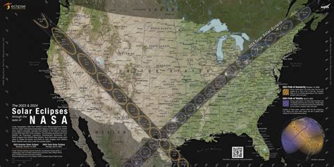 NASA SVS | The 2023 and 2024 Solar Eclipses: Map and Data