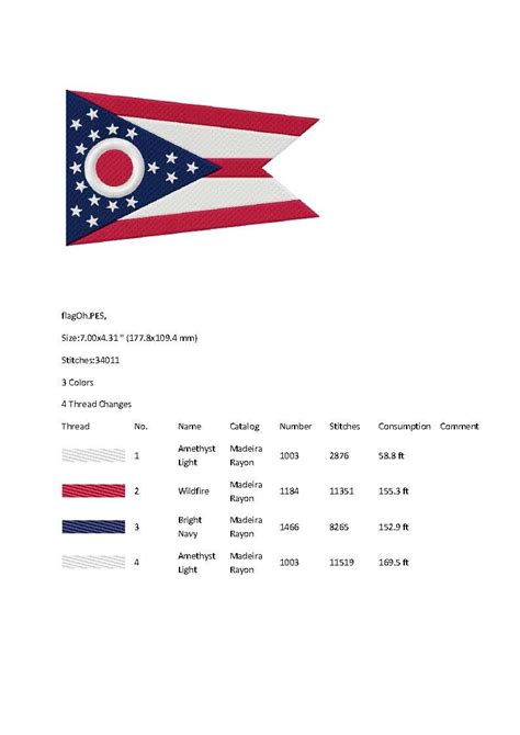 Ohio Flag Embroidery Machines Design Instant Download Digital - Etsy