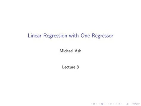 Linear Regression with One Regressor