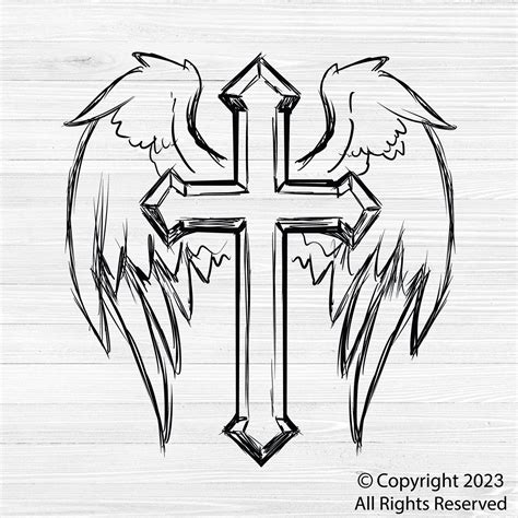 Cross With Angel Wings Clip Art