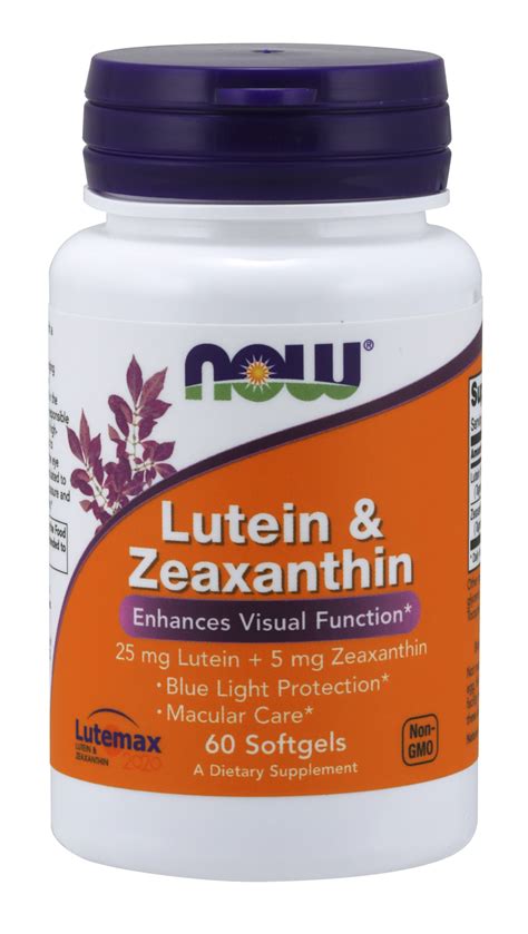 NOW Supplements, Lutein & Zeaxanthin with 25 mg Lutein and 5 mg Zeaxanthin, 60 Softgels ...