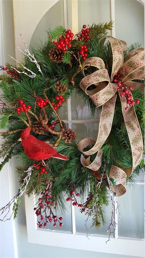 Cardinal Wreath Christmas Wreathcardinal Winter | Etsy | Rustic ...