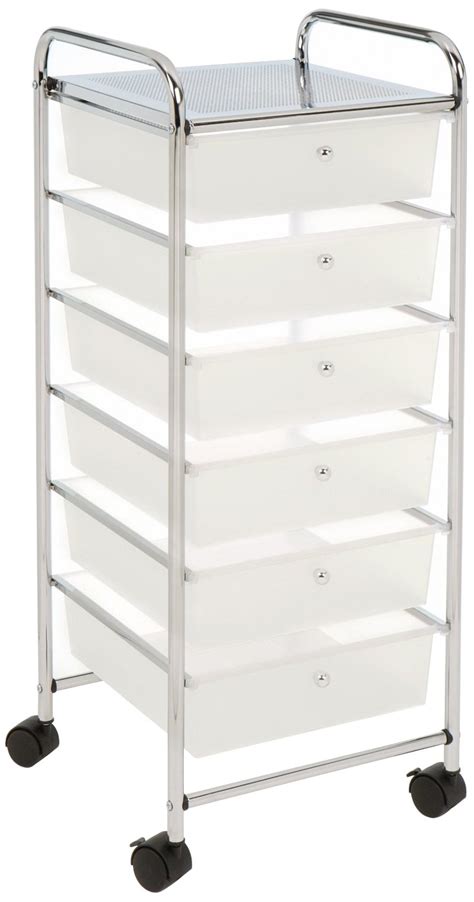 Seville Classics Large 6-Drawer Storage Bin Organizer Cart, Frosted ...