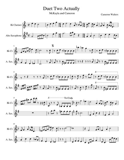 Duet for Clarinet and Alto Saxophone Sheet music for Clarinet (In B Flat), Saxophone (Alto ...