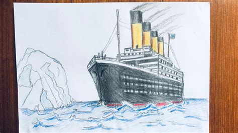 How To Draw The Titanic Underwater - (she hit the iceberg on the 14th ...