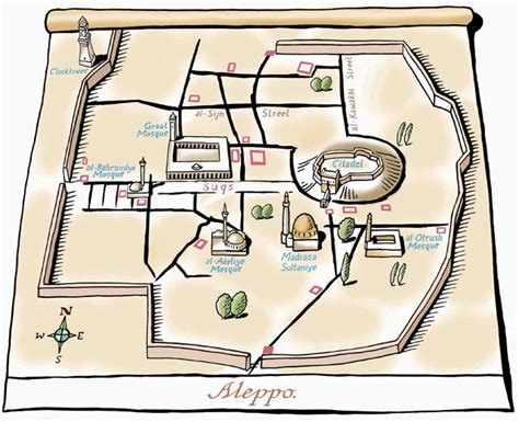 Aleppo Map - Syria by Bill Wood | Aleppo map, Aleppo, Illustrated map