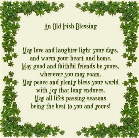 Old Irish Anniversary Blessing with Shamrock Leaves