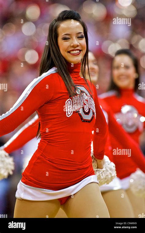 Feb. 26, 2012 - Columbus, Ohio, U.S - Ohio State Buckeyes cheerleaders during a break in the ...